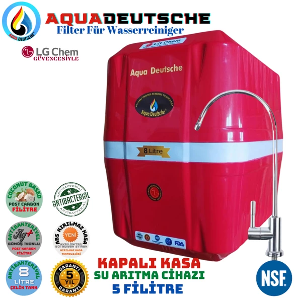AQUA DEUTSCHE PREMIUM KIRMIZI BEYAZ 8 LİTRE 5 FİLTRE 10 AŞAMA SU ARITMA CİHAZI ürün görseli