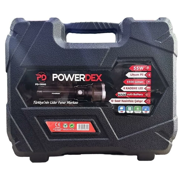 Powerdex PD-13000 55 Watt 5500 Lümen Profesyonel Büyük Şarjlı El Feneri - 4