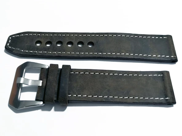 Fado& Fosil  Uyumlu &Her Saate Uyumlu greyzi  Deri Saat Kordonu 24  mm  (84)  gri - Resim 2