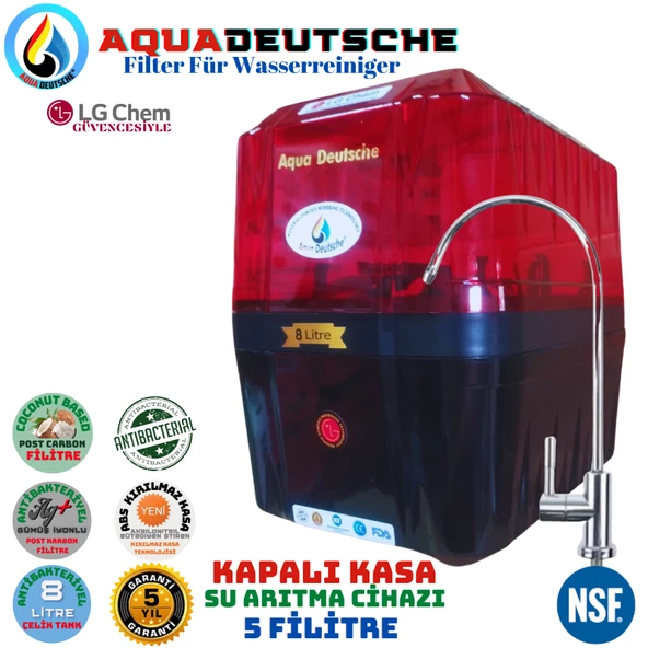 AQUA DEUTSCHE PREMIUM KIRMIZI-SİYAH 8 LİTRE 5 FİLTRE 10 AŞAMA SU ARITMA CİHAZI