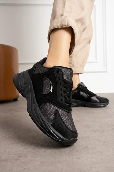 Siyah Gri Rahat Kalıp Kadın Sneaker - 3