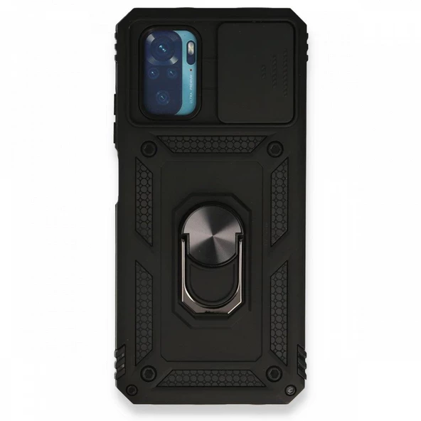 Smody Xiaomi Redmi Note 10 İle Uyumlu Kılıf Kamera Korumalı Sürgülü Yüzüklü Standlı Tank - 3
