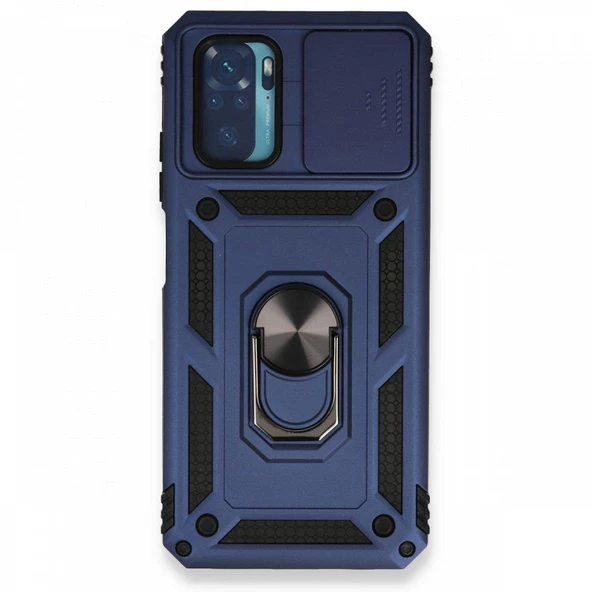 Smody Xiaomi Redmi Note 10 İle Uyumlu Kılıf Kamera Korumalı Sürgülü Yüzüklü Standlı Tank - 2