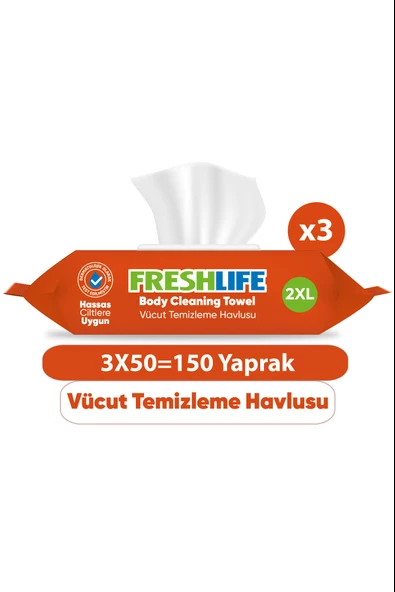 Freshlife Vücut Temizleme Havlusu 3x50 (150 Yaprak)