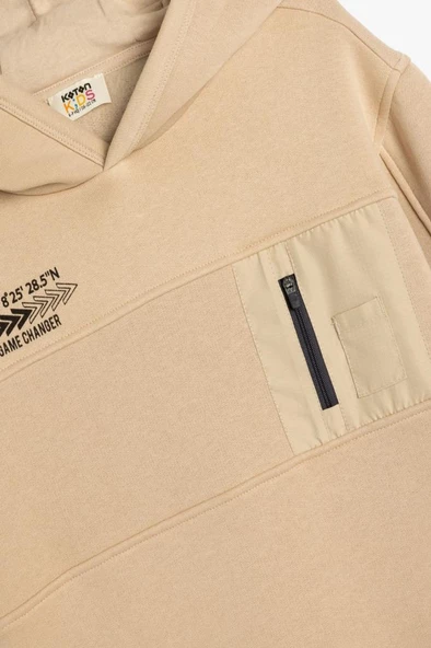 Koton Erkek Çocuk Kapşonlu Sweatshirt Slogan Baskılı Uzun Kollu Pamuk Karışımlı - 3