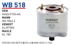 WB518 MAZOT FİLTRESİ  FORD B/C-MAX FİESTA VI-FOCUS III-MONDEO IV  AV6Q-9155-AA , KL780 ,  WK9046Z