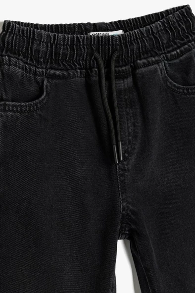 Koton Erkek Çocuk Kot Pantolon Jogger Beli Lastikli Cepli Pamuklu - Jegging Jean - 3