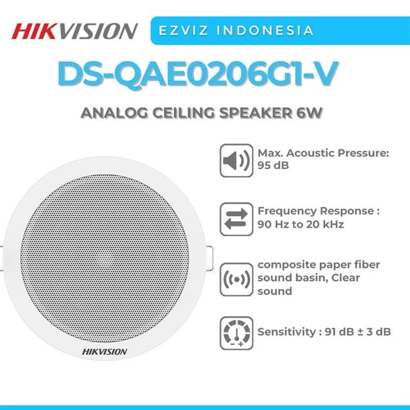 Hikvision 6W Analog Tavan Hoparlörü Ses Sistemi DS-QAE0206G1-V - 5