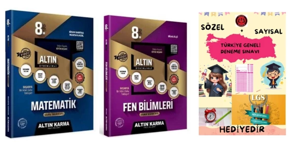 ALTIN KARMA YAYINLARI 8.SINIF MATEMATİK + FEN BİLİMLERİ ETKİNLİKLİ SORU BANKASI + HEDİYE
