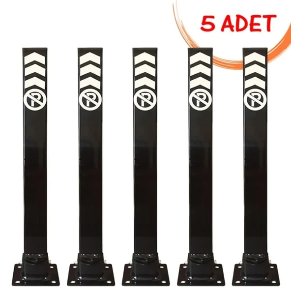 Otopark Bariyer Direkleri Kilitli Yatar Park Bariyeri Kişisel Katlanır Bariyer 60 cm (5 ADET) Siyah