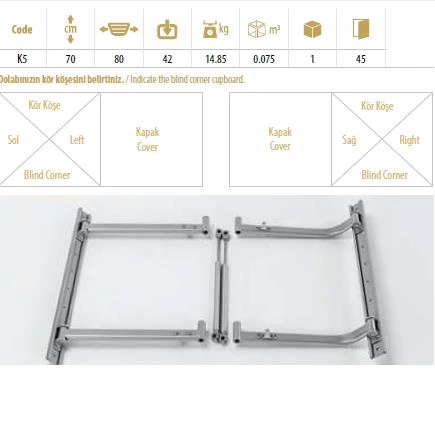 Çağdaş Tezgah Altı Kör Köşe Sepeti Kapak Bağlantılı - 3