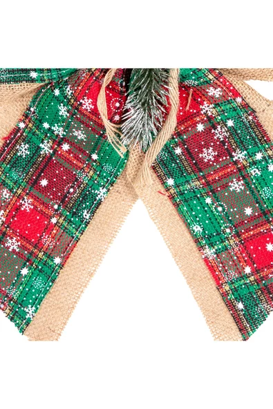 Yılbaşı Ağaç Süsü Yılbaşı Dekorlu Fiyonk Ekoseli Yeşil 30x21 Cm - Resim 3