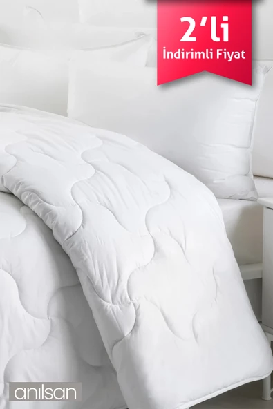 2'li 4 Mevsim Mikrofiber Tek Kişilik Yorgan, 155x215cm, Beyaz Ev Ve Otel Yorganı, Sade Ve Zarif