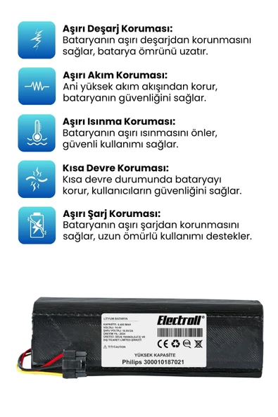 Philips 300010187021 Robot Süpürge Bataryası (YÜKSEK KAPASİTE) 6400MAH Robot Süpürge Batarya - 3