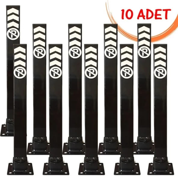 Kilitli Otopark Direği Montajı Katlanır Bariyer Kilitli Yatar Park Bariyeri Fiyatı 60 cm (10 ADET) Siyah