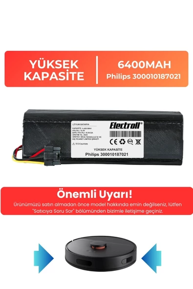 Philips 300010187021 Robot Süpürge Bataryası (YÜKSEK KAPASİTE) 6400MAH Robot Süpürge Batarya