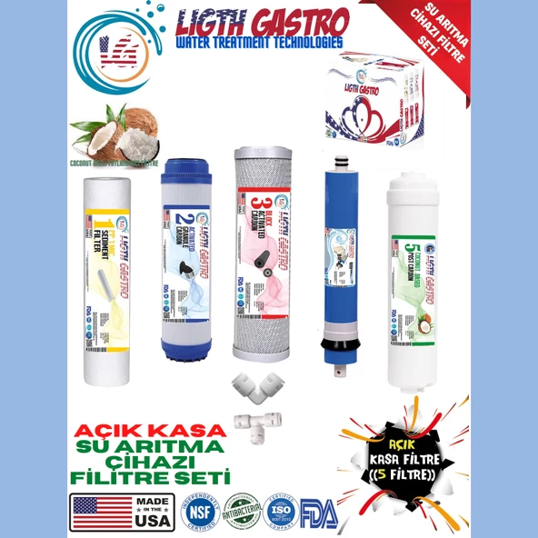 LİGTH GASTRO AÇIK KASA 5 FİLTRE SU ARITMA CİHAZI FİLTRE SETİ