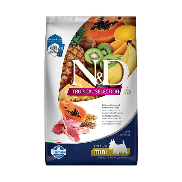 N&D Tropical Selection Düşük Tahıllı Kuzu Etli ve Tropikal Meyveli Küçük Irk Yetişkin Köpek Maması 5 kg