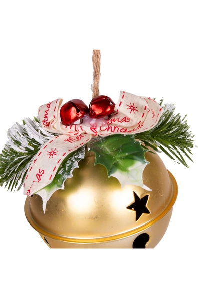 Yılbaşı Ağaç Süsü Çıngıraklı Yılbaşı Topu 3lü Set Gold 8Cm - 4