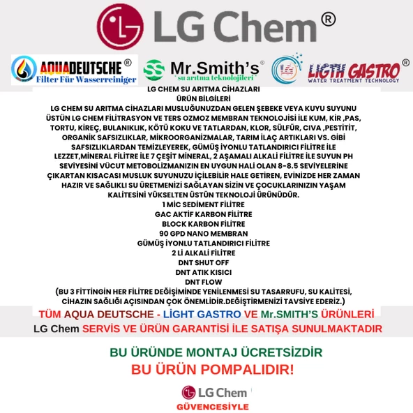 AQUA DEUTSCHE PREMIUM BEYAZ POMPALI MONTAJ DAHİL 8 LİTRE 5 FİLTRE 10 AŞAMA SU ARITMA CİHAZI - 8