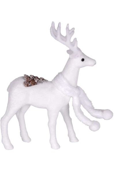 Yılbaşı Süsü Beyaz Atkılı Geyik Beyaz 20x9x32 cm ürün görseli