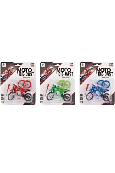 Yedek Lastikli Tornavidalı Model Motosiklet Cross Motor Motocross 1:18 Metal Oyuncak Motosiklet