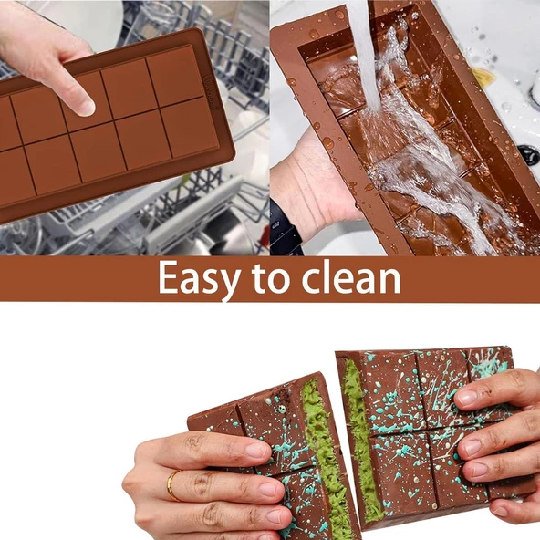 Dubai Çikolatası Kalıbı 15-11 cm Çikolata Kalıbı 10 Bölmeli Bisküvi Kek Kalıbı - 4