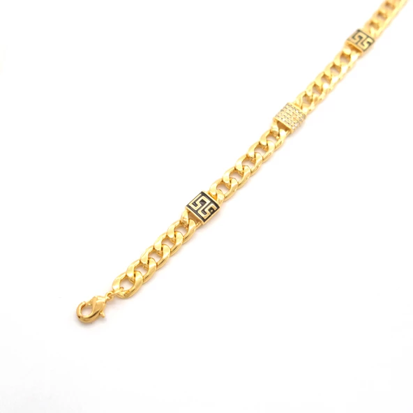 Çelik Bileklik Altın kaplama Kadın Zirkon Taşlı Figaro Model BLK-1056 - 5