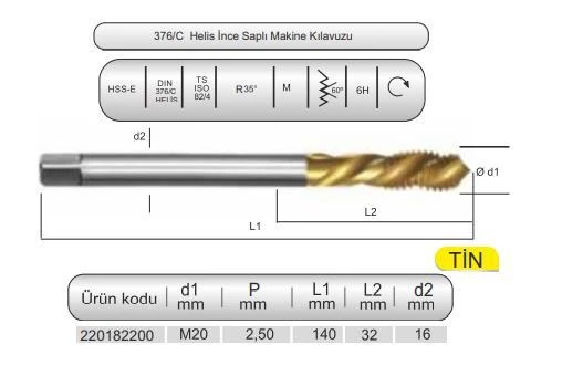HSSE DIN376/C 35° HELİS M20x2,5 (6H) TİN ürün görseli 1