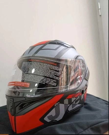 KC 902 Full Face Çene Açılır Güneş Vizörlü Motosiklet Kaskı L Beden Siyah Kırmızı Gri - 5