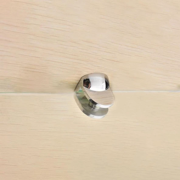 Metal Cam Raf Tutucu Cam Etejer Tırnak Lüx Menteşesi Krom Metal Vidalı 12 mm (4 Adet) - 3