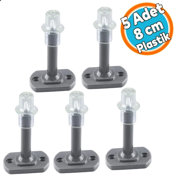 Plastik Stoper Kapı Pencere Arkası Gri Renk Tampon 8 CM Vidalı Duvar Koruyucu Silikon 5 Adet ürün görseli