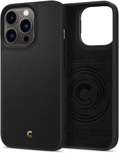 Spigen CYRILL iPhone 13 Pro Kılıf Leather Brick Black