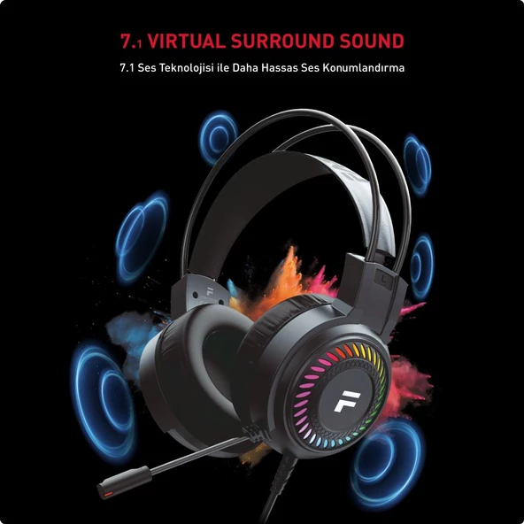 Fashcolle 7.1 Virtual Surround Rgb Profesyonel Oyuncu Kulaklığı (FC8100B) - 2
