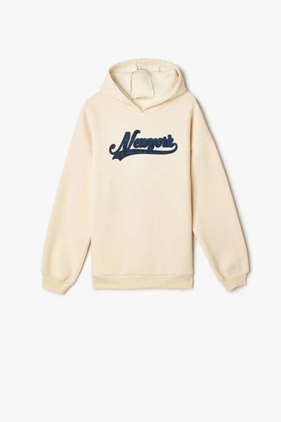 Koton Kız Çocuk Kapşonlu Sweatshirt Şehir Temalı Baskı Detaylı Uzun Kollu Şardonlu