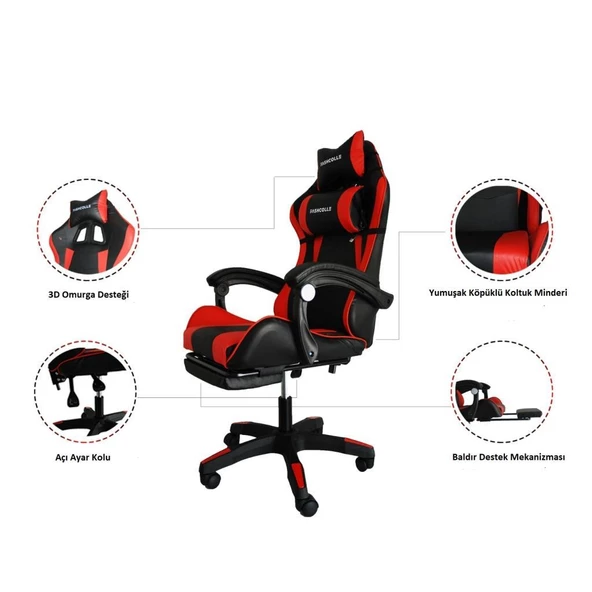 Fashcolle Dynamic Red Masajlı Oyuncu Koltuğu - 7