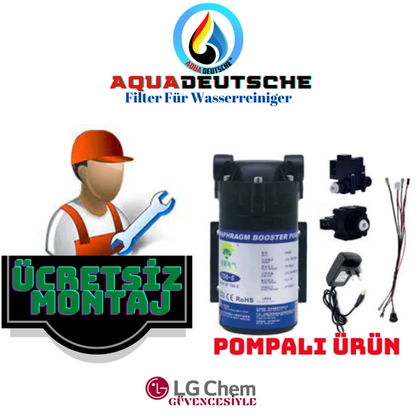 AQUA DEUTSCHE PREMIUM GRİ BEYAZ POMPALI MONTAJ DAHİL 8 LİTRE 5 FİLTRE 10 AŞAMA SU ARITMA CİHAZI - Resim 2