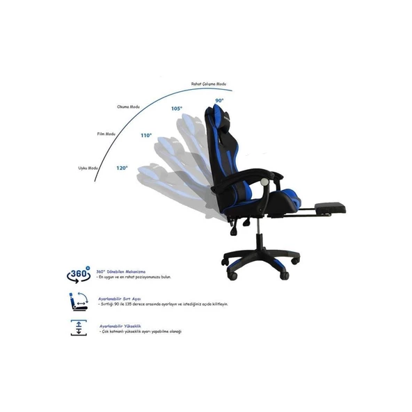 Fashcolle Dynamic Blue Masajlı Oyuncu Koltuğu - 5