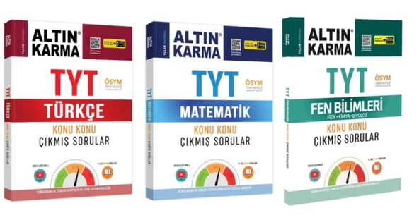 ALTIN KARMA YAYINLARI TYT TÜRKÇE+MATEMATİK+FEN BİLİMLERİ KONU KONU ÇIKMIŞ SORULAR