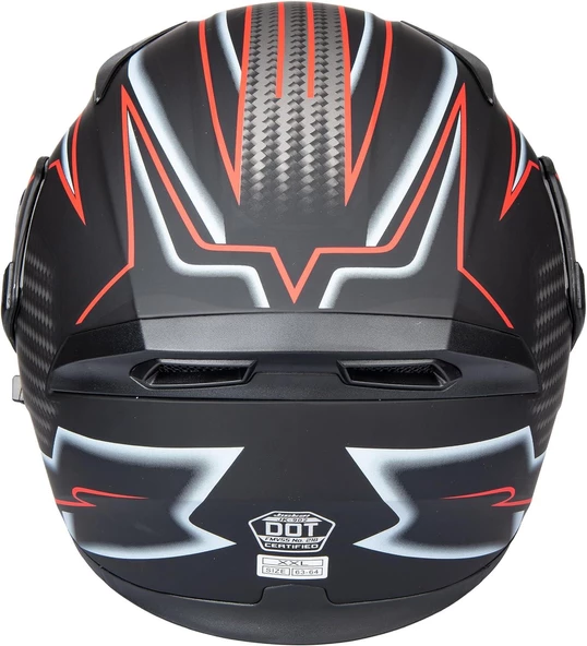 KC 902 Full Face Çene Açılır Güneş Vizörlü Motosiklet Kaskı L Beden Siyah Kırmızı Karbon - 5