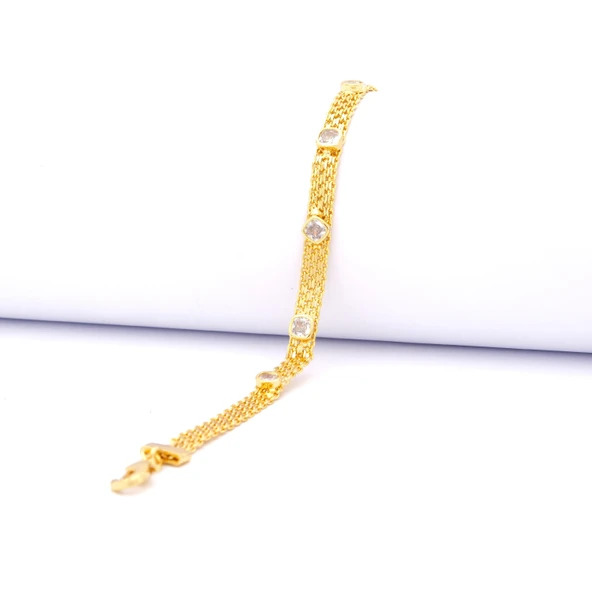 Çelik Bileklik Altın kaplama Kadın Işıltılı Zirkon Taşlı Model BLK-1049 ürün görseli