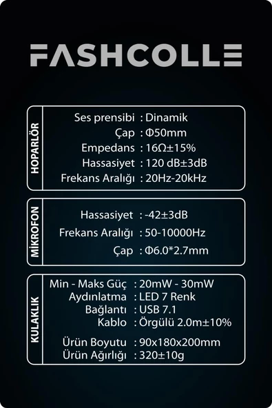 Fashcolle G900 7.1 Virtual Sound Oyuncu Kulaklığı - 8