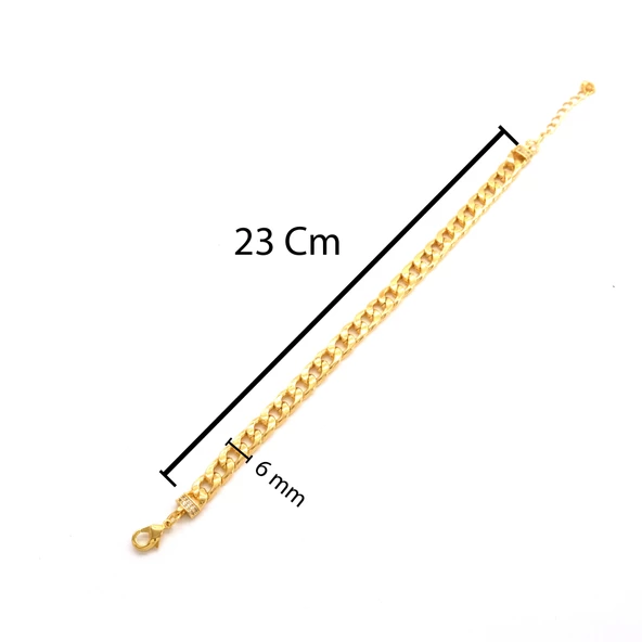 Çelik Bileklik Altın kaplama Kadın Figaro Zincir Model BLK-1051 - Resim 3