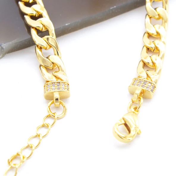 Çelik Bileklik Altın kaplama Kadın Figaro Zincir Model BLK-1051 - Resim 4