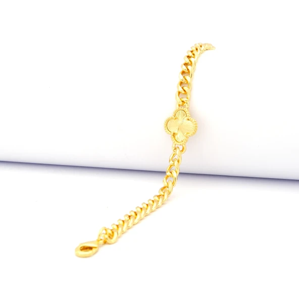Çelik Bileklik Altın kaplama Kadın Çiçekli Zincir Model BLK-1047 ürün görseli