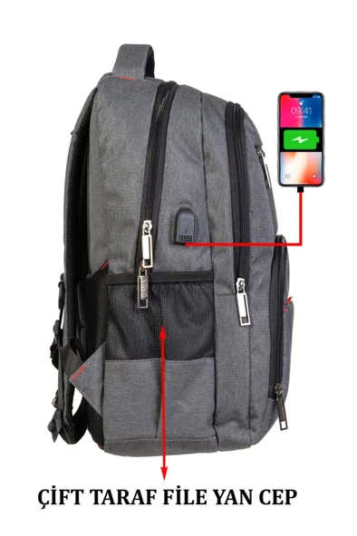 Dada 06 Laptop Bölmeli 15. İnç Su Geçirmez Kumaş Günlük Okul Sırt Çantası - 5