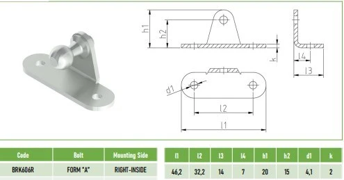 PASLANMAZ 316 4 ADET BRAKET BAĞLANTI APARATI AMORTİSÖR-DOLAP - 4