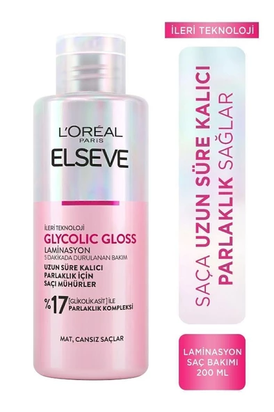 Loreal Paris Elseve Glycolic Gloss Laminasyon Durulanan Bakım 200 ml