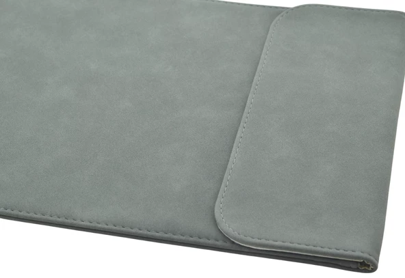 15.4" Deri Ince Çift Mıknatıslı Macbook Bilgisayar Kılıfı Koruma Çantası Gri (28,5x39.5CM) - 4