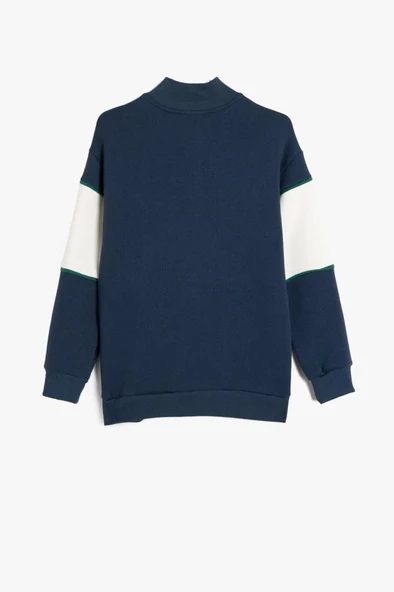 Koton Erkek Çocuk Sweatshirt Dik Yaka Yarım Fermuarlı Baskı Detaylı Uzun Kollu - 4